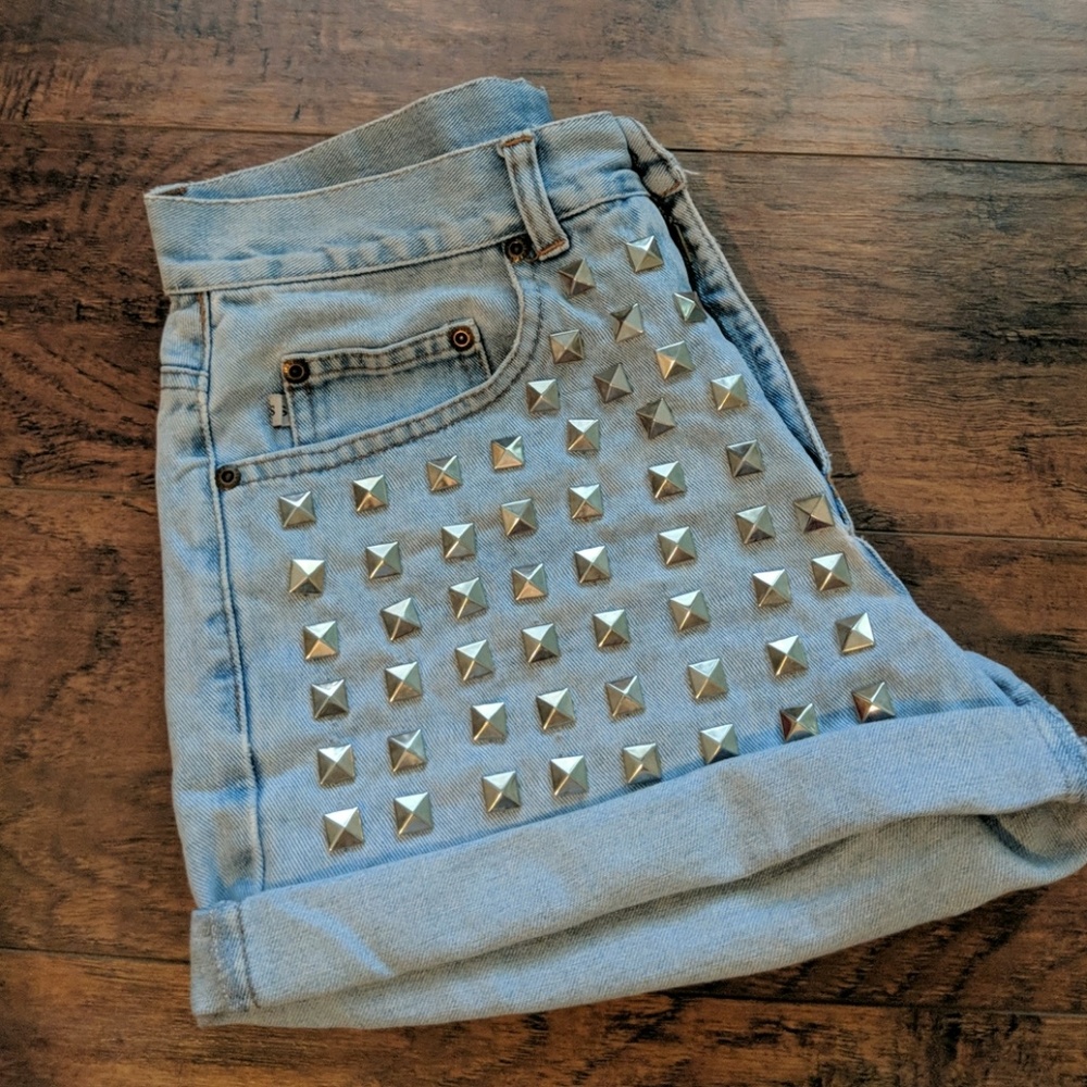 High waisted studded shorts